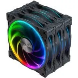 AKASA ventilátor SOHO AR, 12cm ARGB PWM fan 3pcs bundle + FLEXA FP5H AK-CBFA08-30BK + ARGB LED splitter AK-CBLD07-50BK