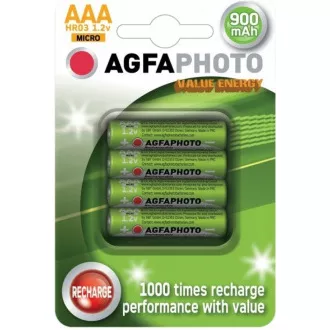 AgfaPhoto nabíjecí NiMH baterie AAA, 900mAh, blistr 4ks
