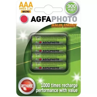 AgfaPhoto nabíjecí NiMH baterie AAA, 900mAh, blistr 4ks