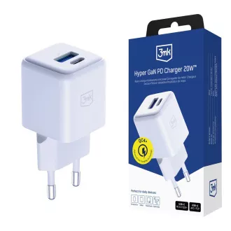3mk síťová nabíječka Hyper GaN Charger 20W, bílá