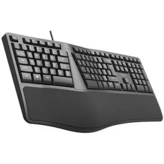 C-TECH Klávesnice KB-113E USB, ERGO,   černá, CZ/SK