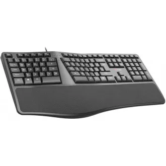 C-TECH Klávesnice KB-113E USB, ERGO,   černá, CZ/SK