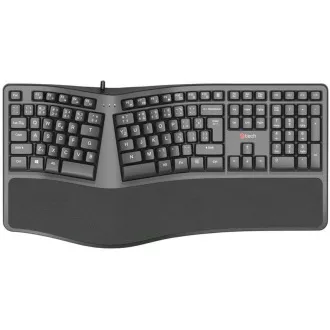 C-TECH Klávesnice KB-113E USB, ERGO,   černá, CZ/SK
