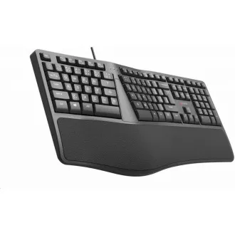 C-TECH Klávesnice KB-113E USB, ERGO,   černá, CZ/SK