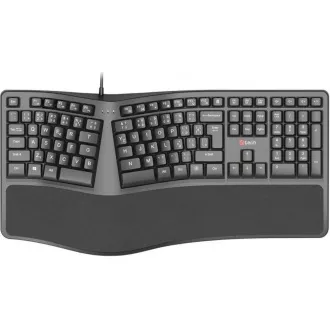 C-TECH Klávesnice KB-113E USB, ERGO,   černá, CZ/SK