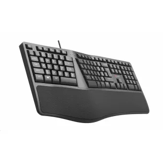 C-TECH Klávesnice KB-113E USB, ERGO,   černá, CZ/SK