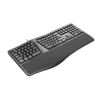 C-TECH Klávesnice KB-113E USB, ERGO,   černá, CZ/SK