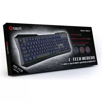 C-TECH klávesnice Arcus (GKB-15), casual gaming, CZ/SK, duhové podsvícení, USB