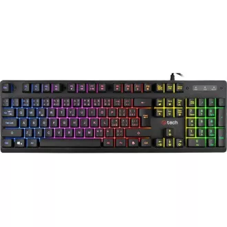 C-TECH klávesnice herní polomechanická Iris (GKB-08), casual gaming, CZ/SK, duhové podsvícení, USB