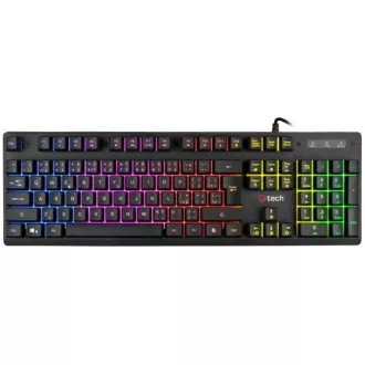 C-TECH klávesnice herní polomechanická Iris (GKB-08), casual gaming, CZ/SK, duhové podsvícení, USB