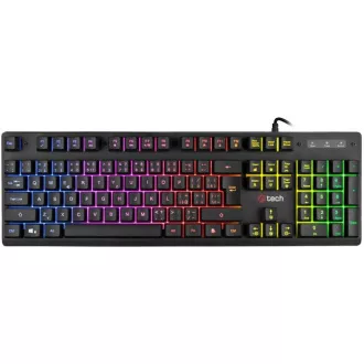 C-TECH klávesnice herní polomechanická Iris (GKB-08), casual gaming, CZ/SK, duhové podsvícení, USB
