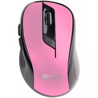 C-TECH myš WLM-02, černo-růžová, bezdrátová, 1600DPI, 6 tlačítek, USB nano receiver