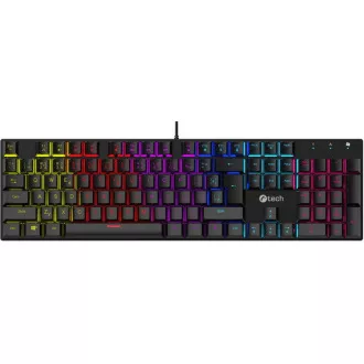 C-TECH mechanická klávesnice Morpheus, casual gaming, CZ/SK, červené spínače, RGB podsvícení, USB