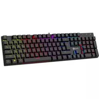 C-TECH mechanická klávesnice Morpheus, casual gaming, CZ/SK, červené spínače, RGB podsvícení, USB