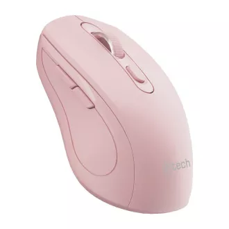C-TECH myš Dual mode WLM-12PK, bezdrátová, 1600DPI, 6 tlačítek, růžová, USB nano receiver