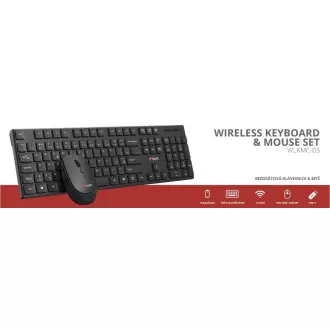C-TECH klávesnice s myší WLKMC-03, Bezdrátový set 2.4GHz, CZ, Černá