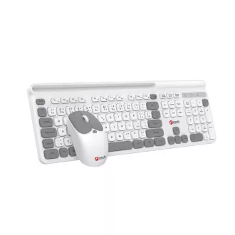 C-TECH klávesnice s myší WLKMC-05W, Bezdrátový set 2.4GHz, CZ, Bílá
