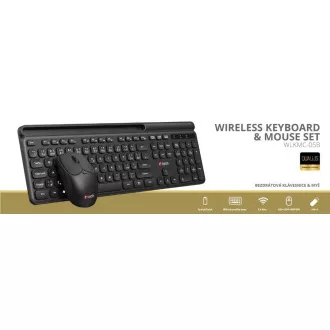 C-TECH klávesnice s myší WLKMC-05B, Bezdrátový set 2.4GHz, CZ, Černá