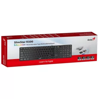 GENIUS Klávesnice Slimstar K500 Education, Bez písmen, Drátová USB, černá