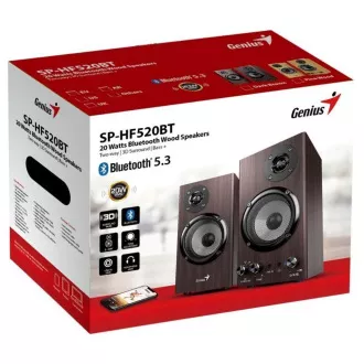 GENIUS Reproduktor SP-HF520BT, BT, 3.5mm jack, 20W, tmavé dřevo