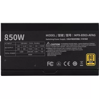 Cooler Master zdroj 850W MWE Gold 3, 120mm, 80+ Gold, Plně modulární, ATX 3.1