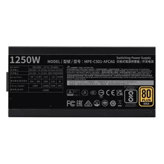 Cooler Master zdroj 1250W MWE Gold, 140mm, 80+ Gold, Plně modulární, ATX 3.1