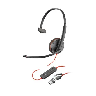 Poly Blackwire 3220 náhlavní souprava, USB-C/A adaptér, stereo