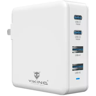 Viking nabíječka USB GaN 100W, podpora PD3.0 a QC4+, bílá