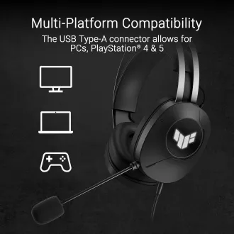 ASUS sluchátka TUF Gaming H1 GEN II, Drátový Herní Headset, černá
