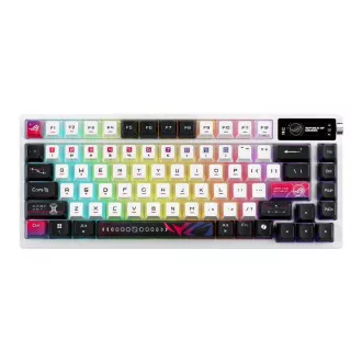 ASUS Klávesnice ROG Azoth X, Mechanická, Bezdrátová BT, RF 2.4GHz, US, bílá