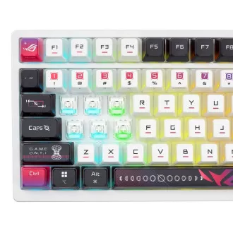 ASUS Klávesnice ROG Azoth X, Mechanická, Bezdrátová BT, RF 2.4GHz, US, bílá