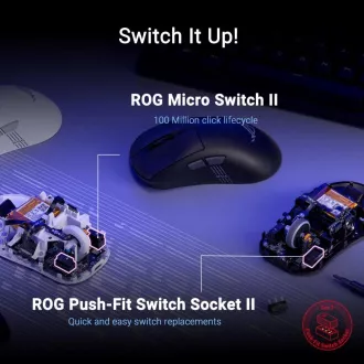 ASUS myš ROG Keris II Origin, bezdrátová herní myš, bílá