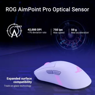 ASUS myš ROG Keris II Origin, bezdrátová herní myš, bílá