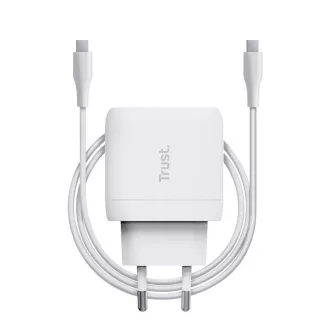 TRUST nabíječka 45W Maxo, USB-C, Nabíječka do zdi, 2m USB-C kabel, bílá
