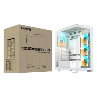 GIGABYTE case GB-C500PI ST, Mid tower, 1xUSB-C 3.2, 2xUSB 3.0, 4x 120mm ARGB Fan, bílá