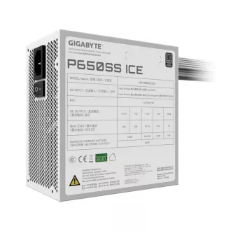 GIGABYTE zdroj P650SS ICE, 650W, 80+ Silver, 120mm, ATX 3.0, bílá