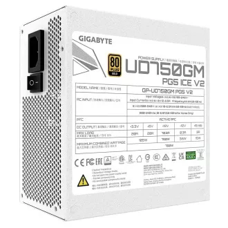 GIGABYTE zdroj UD750GM PG5 ICE 750W, 120mm, Plně modulární, 80 Plus Gold, ATX 3.1