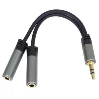 PremiumCord rozdvojka HQ 3, 5mm Jack Male - 2x Jack Female 15cm