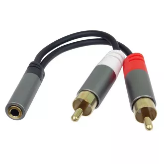 PremiumCord kabel HQ Jack 3.5mm Female - 2x CINCH Male 15cm