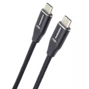 PREMIUMCORD Kabel USB-C M/M, 240W 480Mbps černý bavlněný oplet, 0, 5m