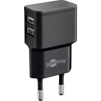Goobay Napájecí a nabíjecí adaptér 230V na 2x USB, max.2, 4A, černý