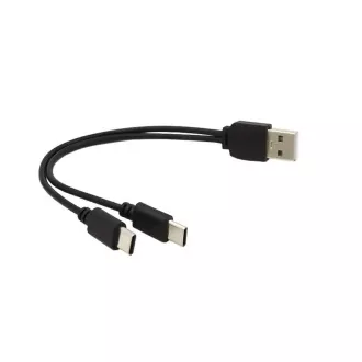 PREMIUMCORD Nabíjecí kabel USB 2.0, 2xUSB-C na USB, 15cm, černá
