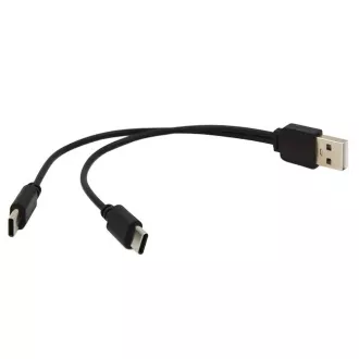 PREMIUMCORD Nabíjecí kabel USB 2.0, 2xUSB-C na USB, 15cm, černá