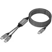 PREMIUMCORD Nabíjecí kabel USB-C, 2xUSB-C na USB-C, 100W, 1m, černá