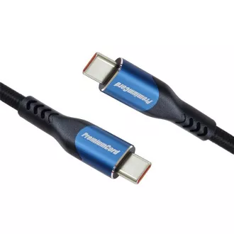 PremiumCord USB-C kabel (USB 3.2 GEN 2x2, 5A, 100W, 20Gbit/s) 0, 5m, bavlněný oplet