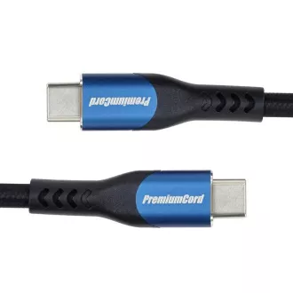 PremiumCord USB-C kabel (USB 3.2 GEN 2x2, 5A, 100W, 20Gbit/s) 0, 5m, bavlněný oplet