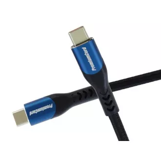 PremiumCord USB-C kabel (USB 3.2 GEN 2x2, 5A, 100W, 20Gbit/s) 0, 5m, bavlněný oplet
