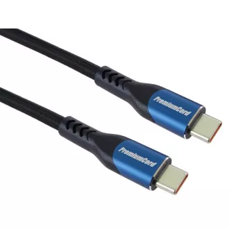 PremiumCord USB-C kabel (USB 3.2 GEN 2x2, 5A, 100W, 20Gbit/s) 0, 5m, bavlněný oplet