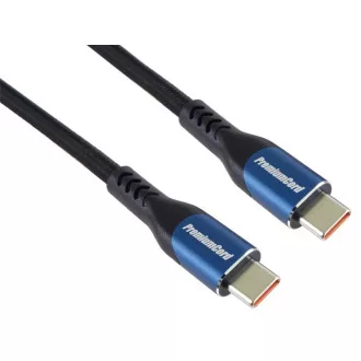 PremiumCord USB-C kabel (USB 3.2 GEN 2x2, 5A, 100W, 20Gbit/s) 1m, bavlněný oplet