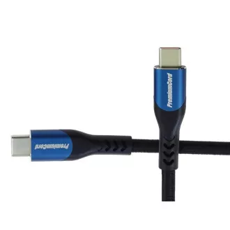PremiumCord USB-C kabel (USB 3.2 GEN 2x2, 5A, 100W, 20Gbit/s) 1, 5m, bavlněný oplet